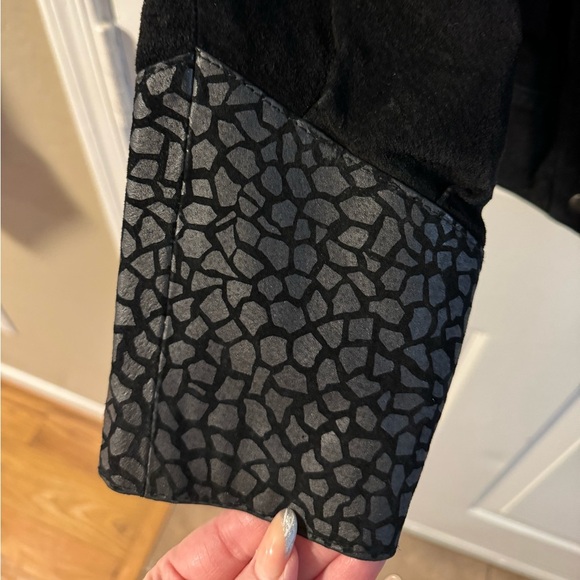 VTG 80s Leather Collared Moto Jacket Animal Print Unique Stranger Things Funky - Picture 3 of 14